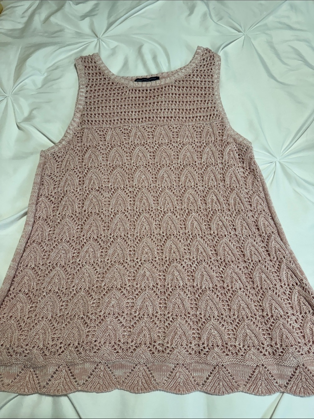 American Eagle Crocheted Sleeveless Tank Top - Blush Pink